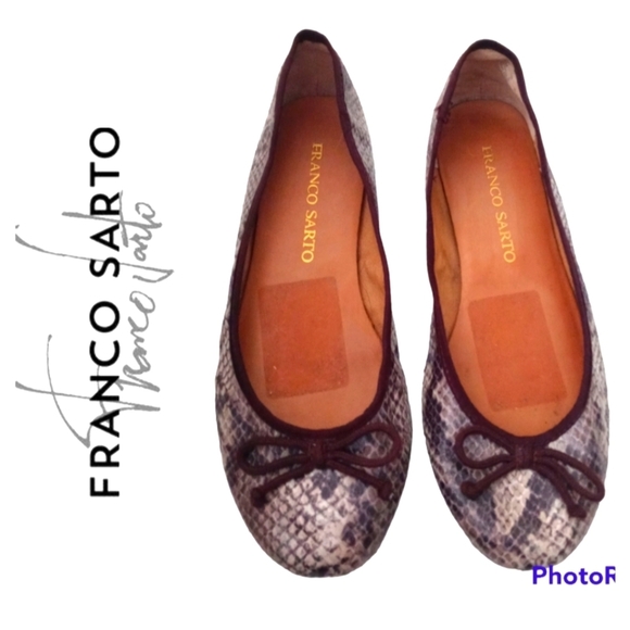 Franco Sarto Snake Skin Ballet Flats Brown Size 7 - Picture 1 of 10